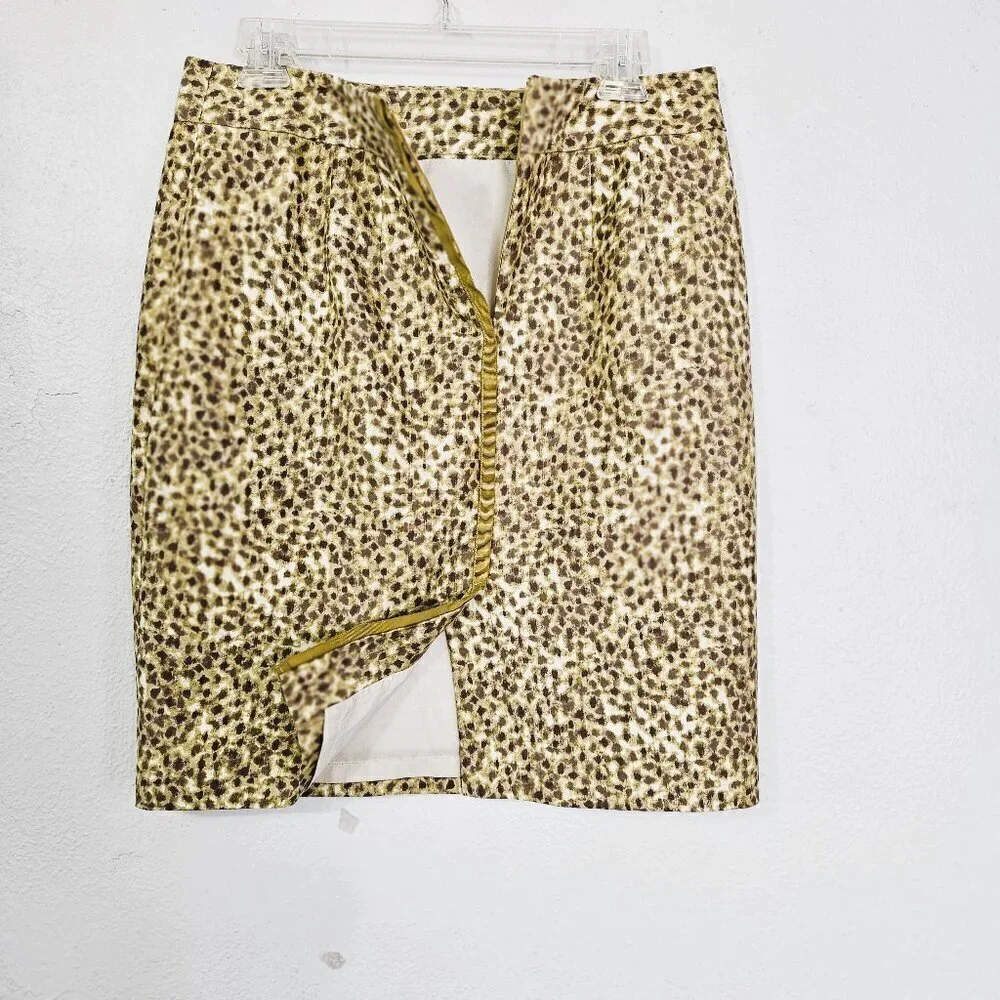 Ann Taylor Loft Brown Cream Animal Print Casual Mini Skirt Size 6 Minimalist